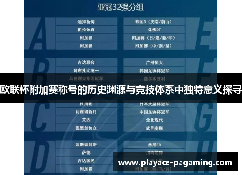欧联杯附加赛称号的历史渊源与竞技体系中独特意义探寻